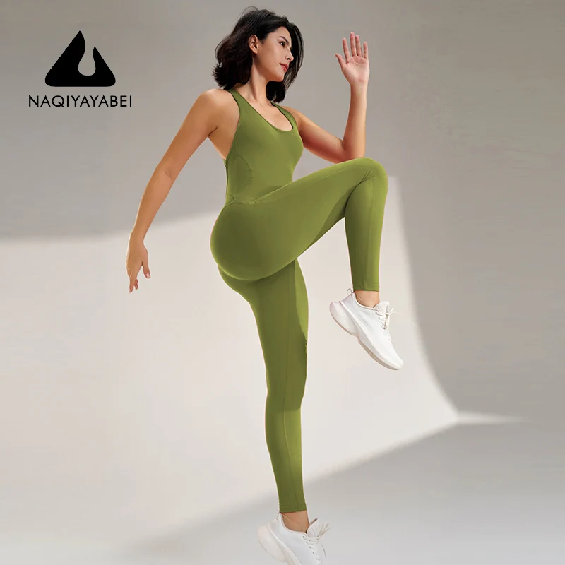 Lady Bodybuilding Jumpsuit Yoga Running Back Jumpsuit Slim Breathable fast-dry sportswear