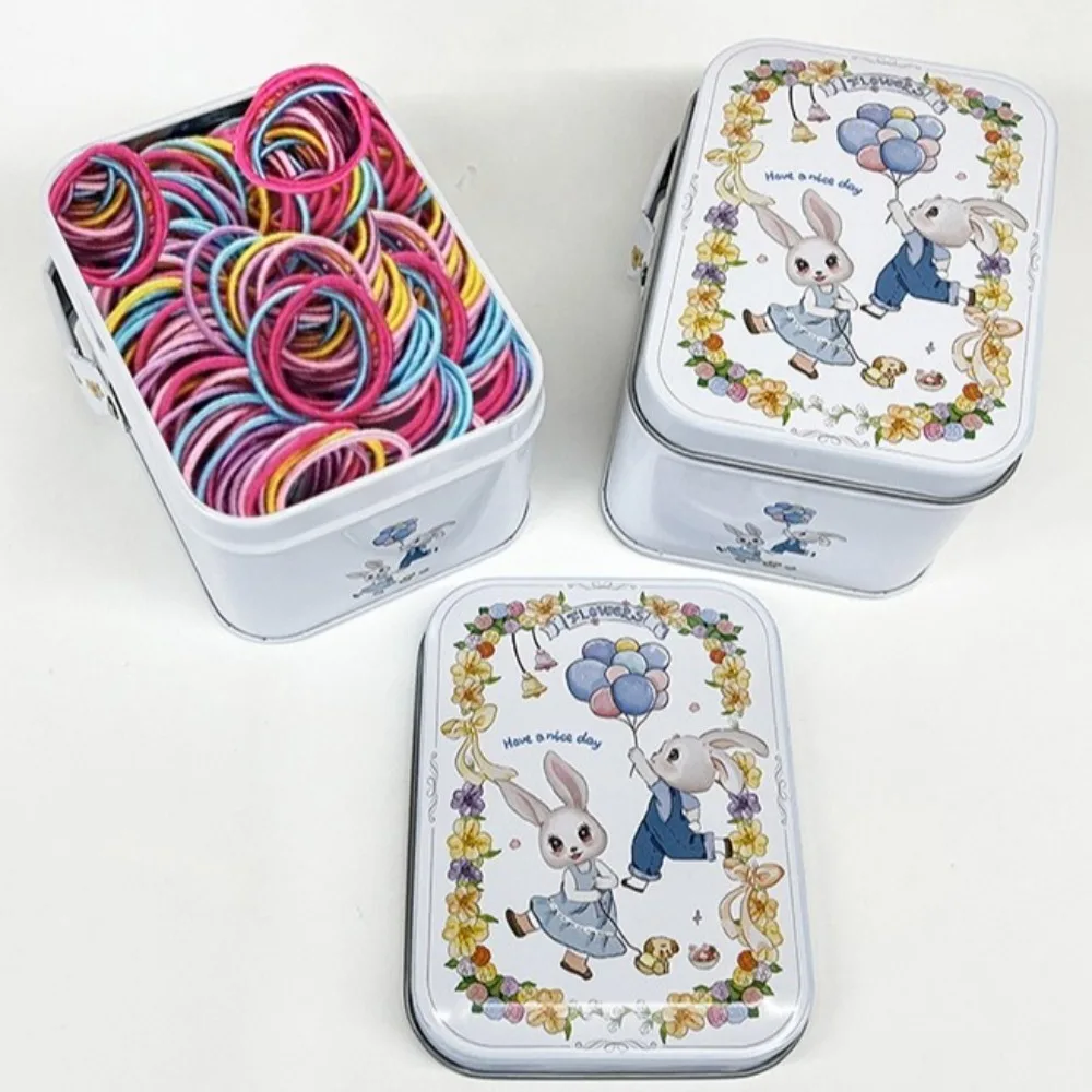 Cartoon Rabbit Printed Tinplate Candy Chocolate Boxes Metal Empty Biscuit Packaging Iron Can Happy Easter Round