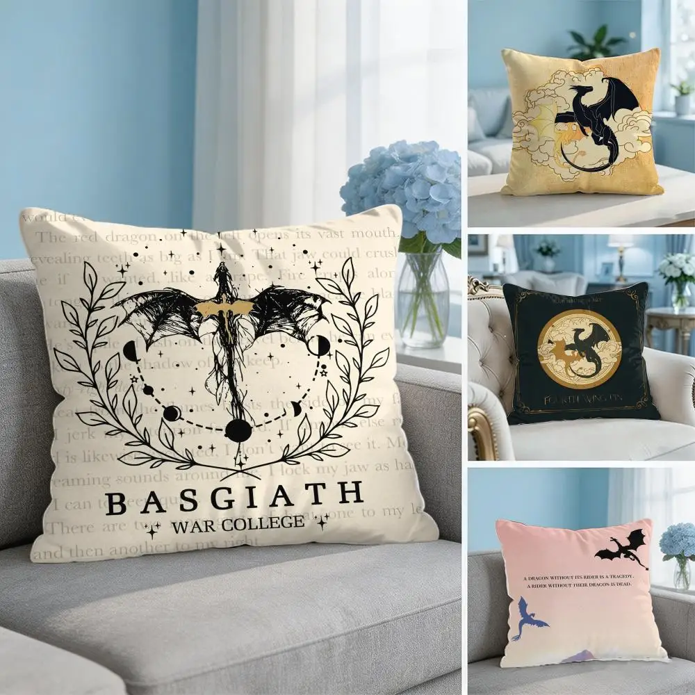 Fourth W-Wing Dragon Cushion Cover Square Pillow Bedroom Sofa Leisure Comfort Living Room Home Decoration 40X40