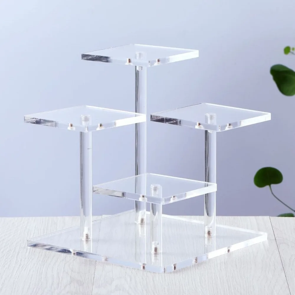 Square 4-bit Acrylic Clear Ladder Display Stand Has A Unique Square 4-bit Ladder Structure, Which Is Fashionable and Practical.