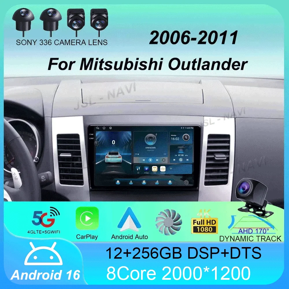 

Android 16 Car Radio Carplay For Mitsubishi Outlander 2006-2011 Peugeot 4007 Citroen C-Crosser GPS Multimedia Player Stereo 2din