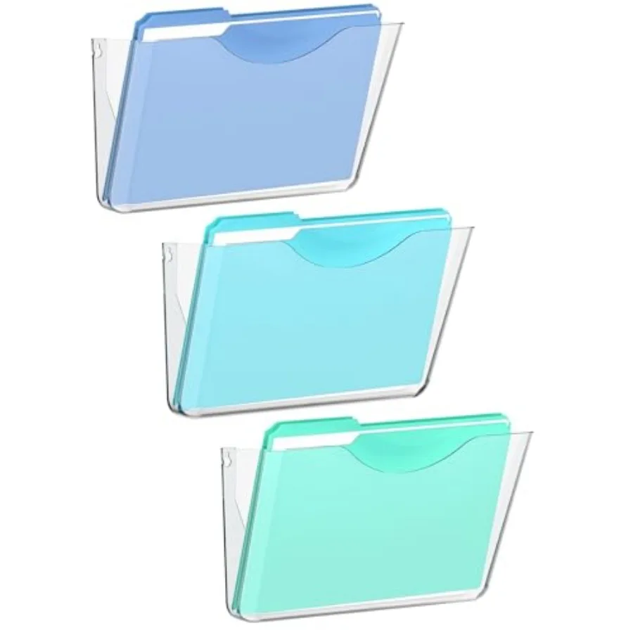 Clear Acrylic Wall File Organizer, One-Piece Wall Mount File Holder for Mail Magazines Letter Size Folders, Single Pocket for O