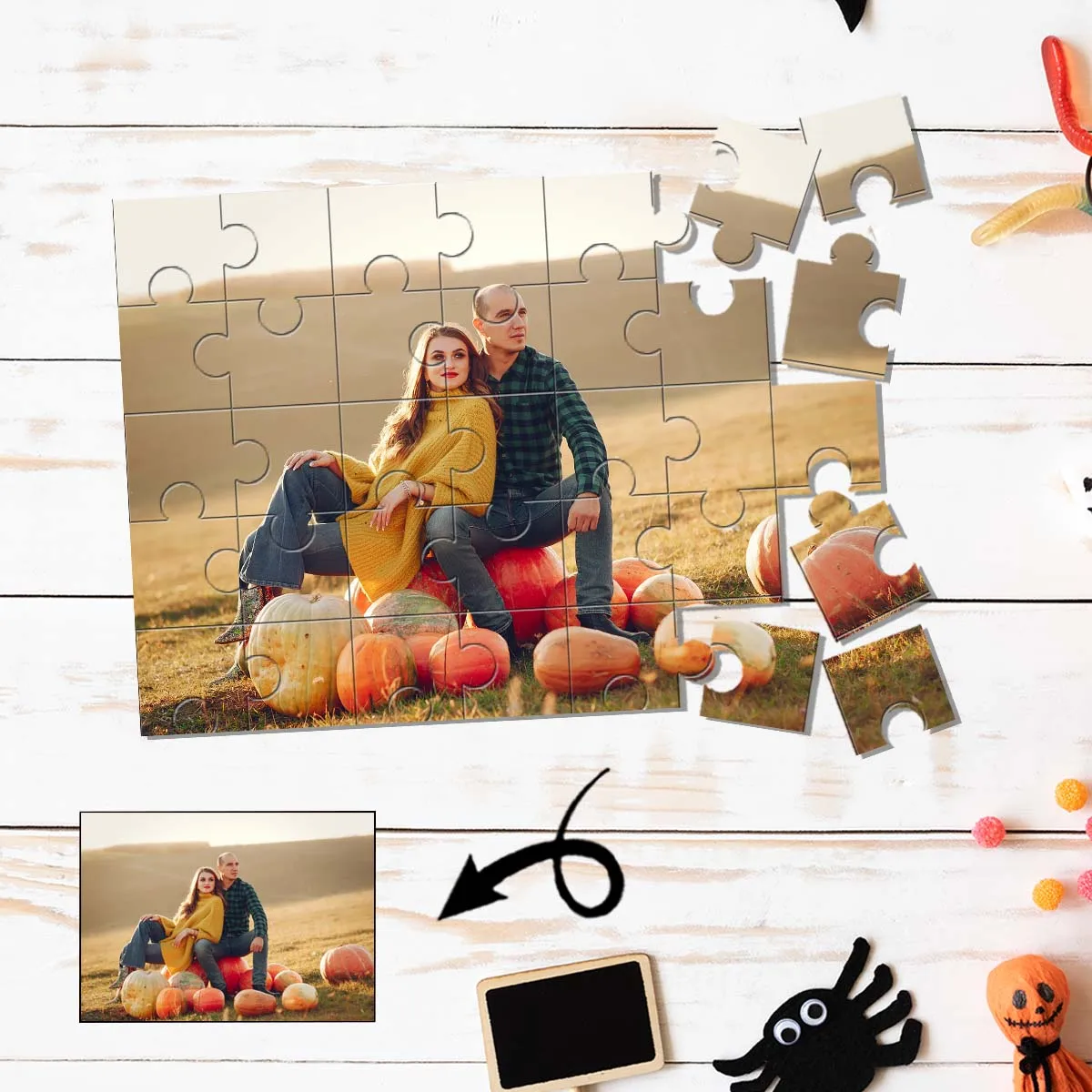 جميل مخصص صور في الهواء الطلق زوجين فسيفساء شخصية الضغط الألغاز بازل قطع الألغاز المخصصة في صور عيد ميلاد