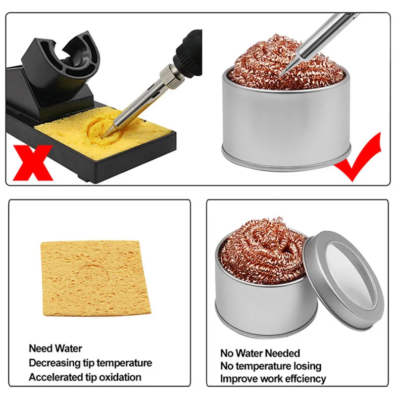 Desoldering ทำความสะอาดทรงกลมเครื่องเชื่อมเหล็กตาข่ายกรองกาแฟทำความสะอาดหัวฉีดทองแดงลวด Cleaner Ball โลหะ Dross กล่องลูกสะอาด