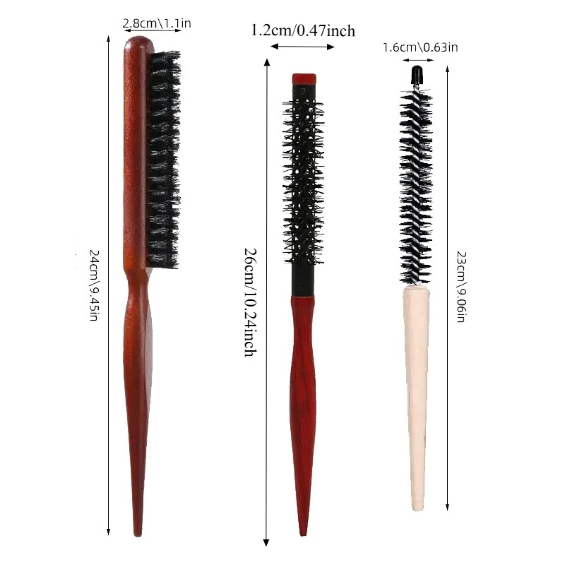 مجموعة فرش شعر احترافية مكونة من 1/2/3 قطع، فرشاة تجعيد دائرية صغيرة لتصفيف الشعر، صالون نفخ جاف لأداة تصفيف الشعر الناعمة #6