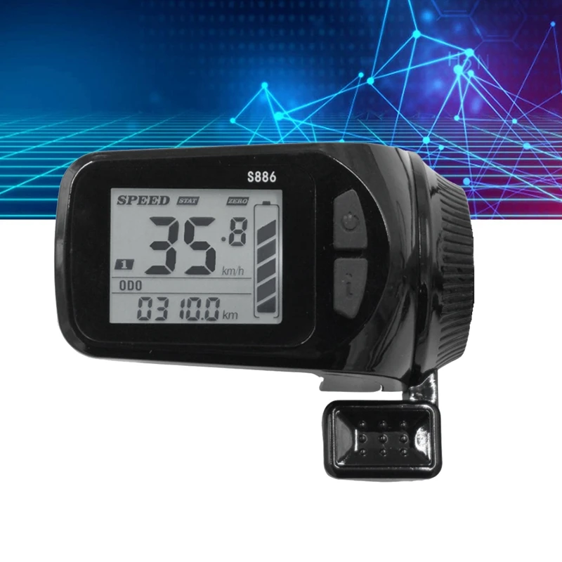 24V/36V/48V/60V S886 E-Bike Instrument Display +36V 350W Sine Wave Controller Thumb Throttle For Electric Bike E-Scooter (6PIN)