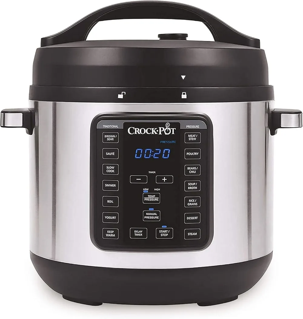 8-Quart Multi-Use XL Express Crock Programmable Slow Cooker & Pressure Cooker W/ Manual Pressure,Boil & Simmer, Stainless Steel