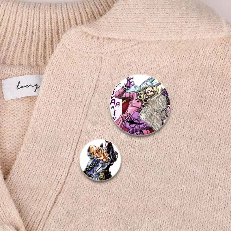 Anime Jojo\'s Bizarre Adventure Brooch JOLYNE CUJOH FF Kujo Jotaro Pin Cartoon Cosplay Badge for Clothes Backpack Decoration Gift