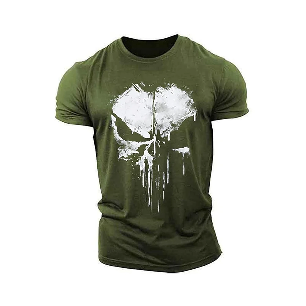 

Men’s Fashion T-shirt with Punisher Skull Design - High Quality Cotton Material, Comfortable Fit, Trendy Style, Perfect for Casu