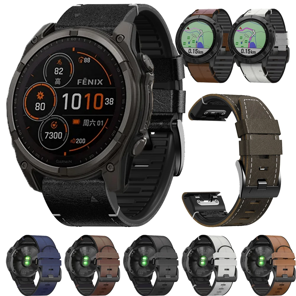 QuickFit Silicone/Leather Watchband For Garmin Fenix E 8 47mm 7 7X 6 6X 5 5X Plus/Enduro3/Epix Pro Gen2 Strap 26mm 22mm Bracelet