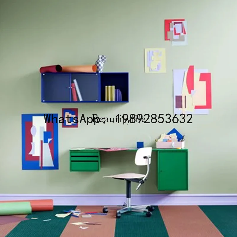 Comodino Minimalista Italiano ZZ, Stile Crema, Scrivania Integrata, Mobile Dopamina Verniciato