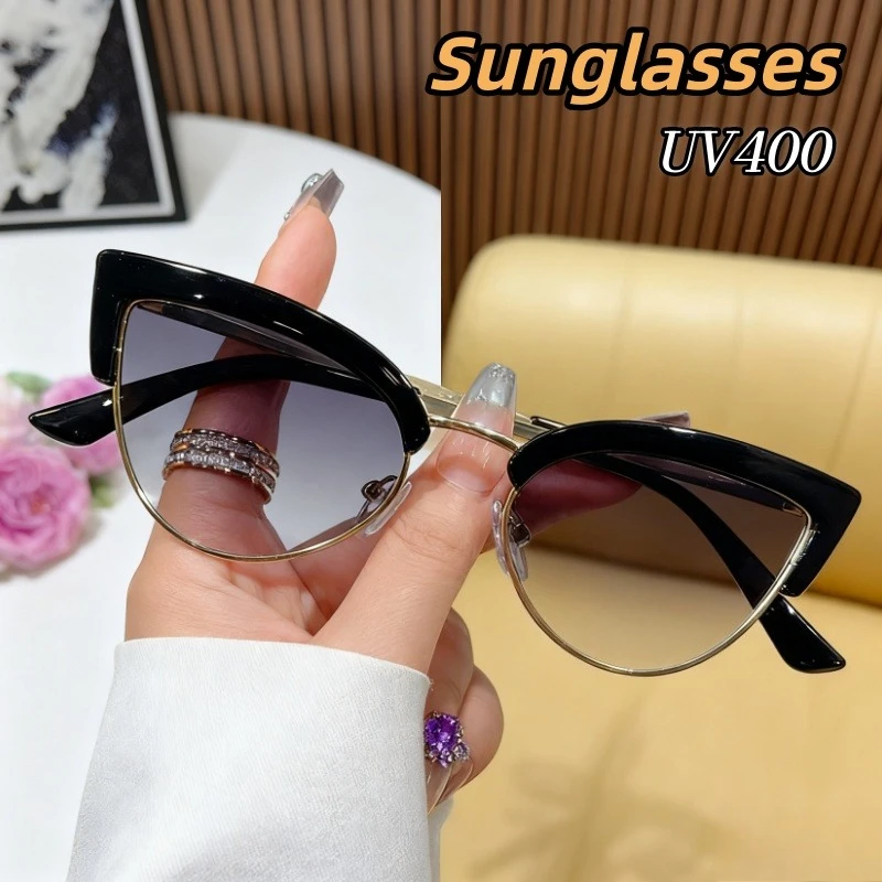 

2025 New Hip-hop Trend Cat Eye UV400 Sunglasses Elegant Personality Comfortable Street Photography UV Protection Shades Glasses