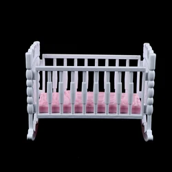 Dollhouse Mininature Nursery Cradle Baby Doll Shaker Toy Accessories Bed Cradle Crib Play House Toy Accessories Bed Cradle