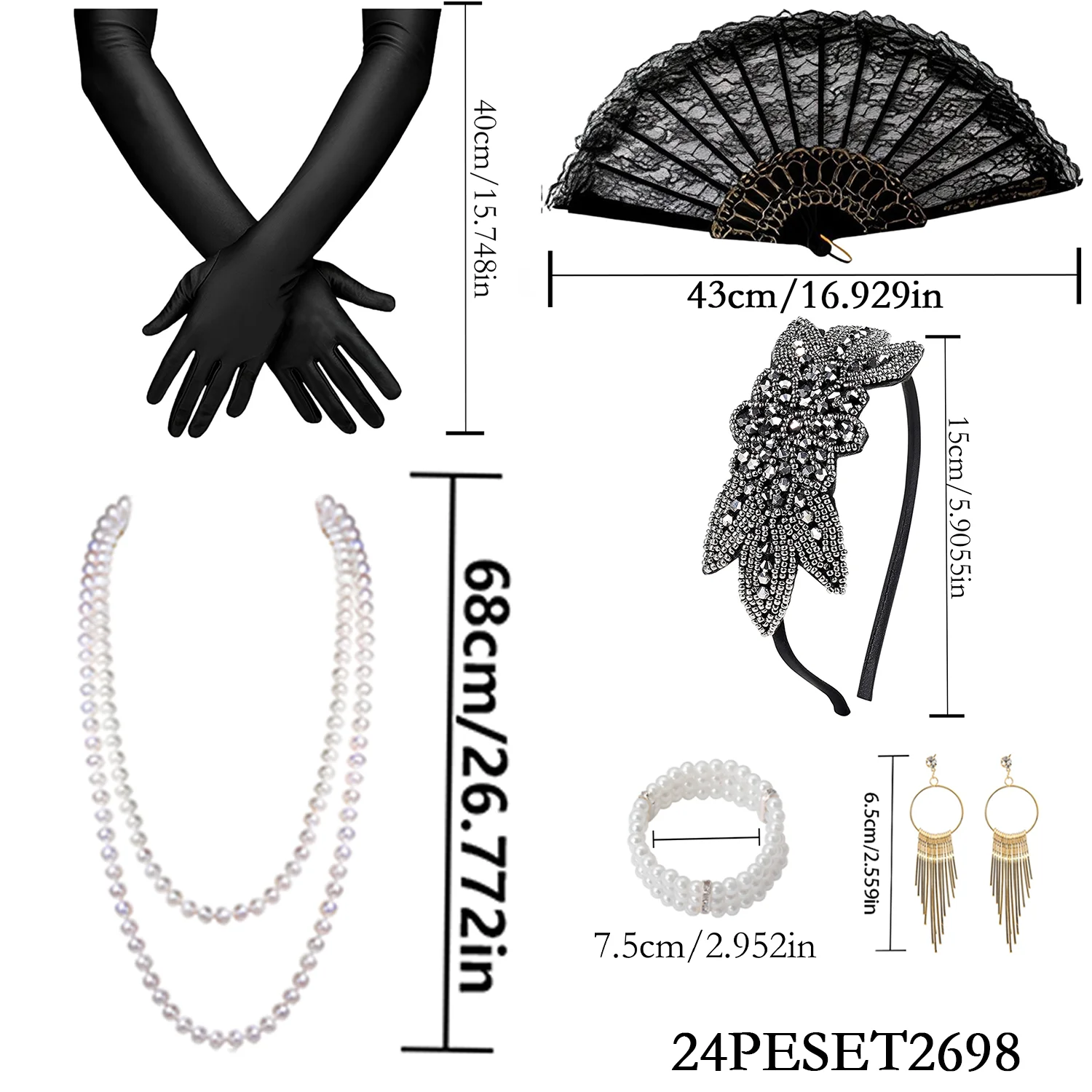 PESENAR 1920s Costume and Outfit Set, Suitable for 1920s Themed Party and Cosplay