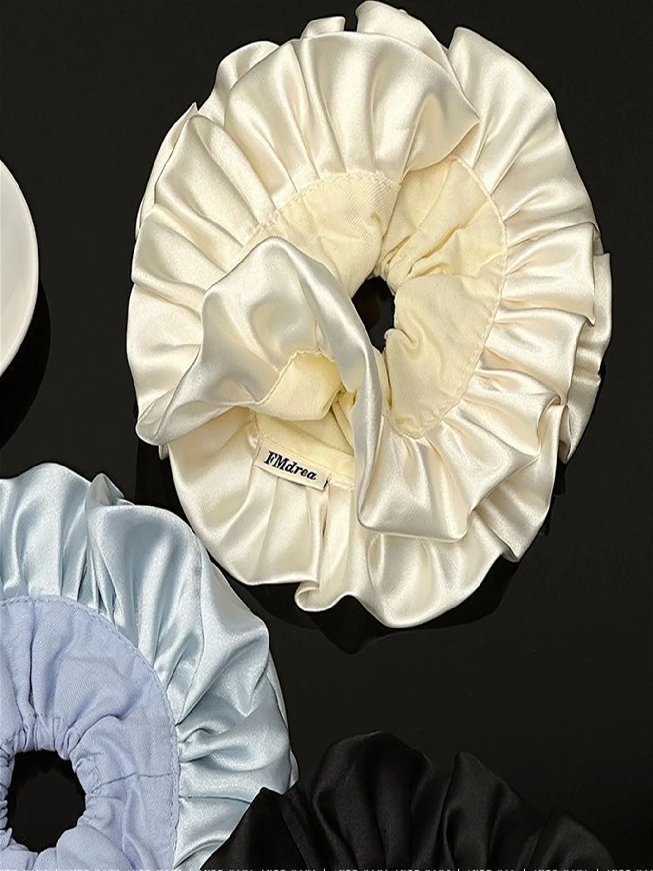 

New Arrival! French Ruffle Pleated Hair Scrunchie - Double Layered Satin Fabric, Balletcore Style Hair Accessories for Women, La