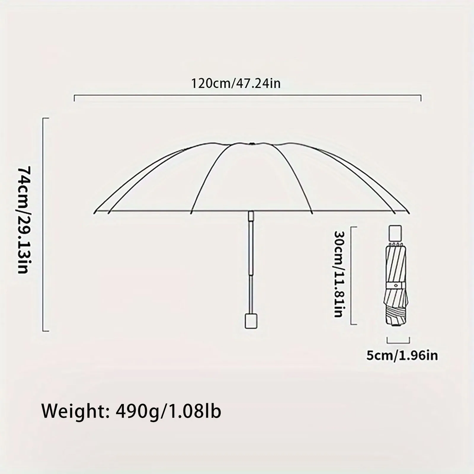 125cm/51.18 Inch12-bone Umbrella, Reinforced Umbrella Frame, Strong Waterproof Windproof, Manual Large Umbrella