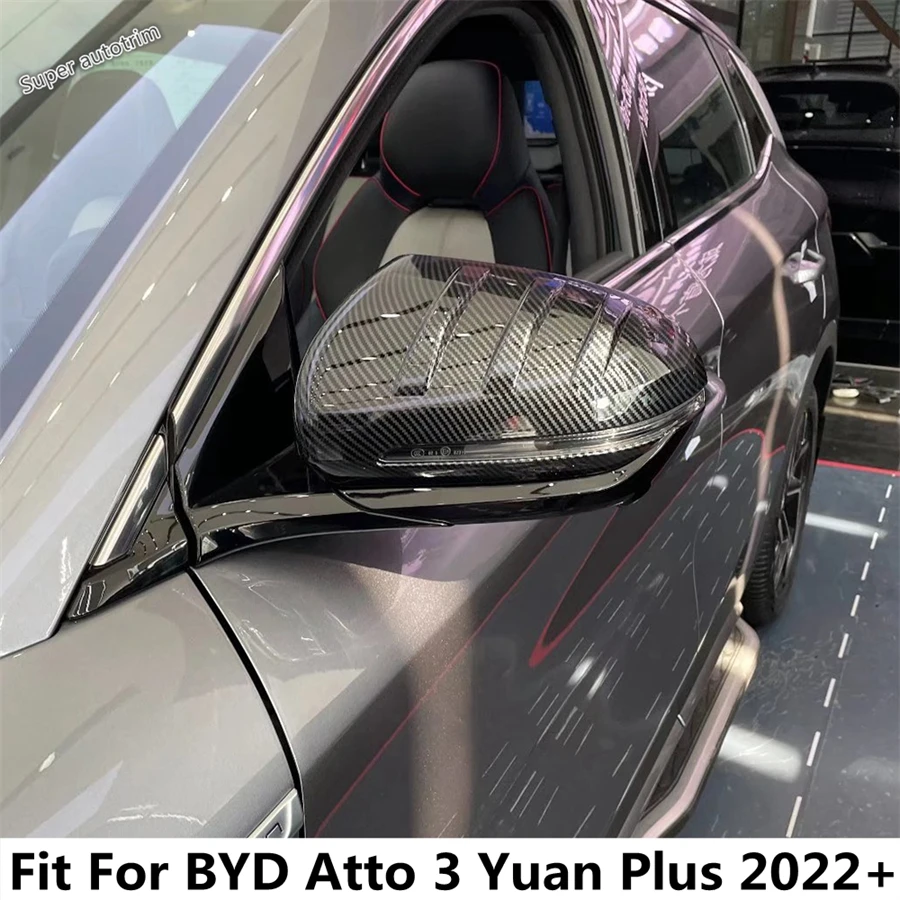 

Car Rearview Mirror Cap Shell Decoration Cover Trim For BYD Atto 3 Yuan Plus 2022 2023 2024 ABS Black / Carbon Fiber Accessories