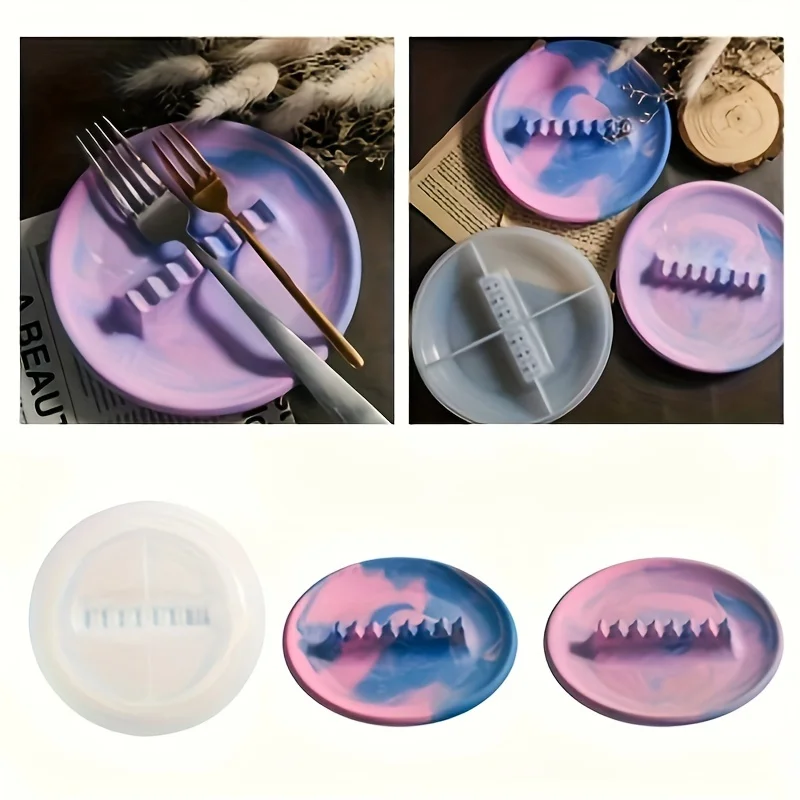 Tableware Storage Plate Silicone Mold Gypsum Aromatherapy Decoration Purple Pattern Multi-Functional Storage Home Decorations Drop Glue Handicrafts