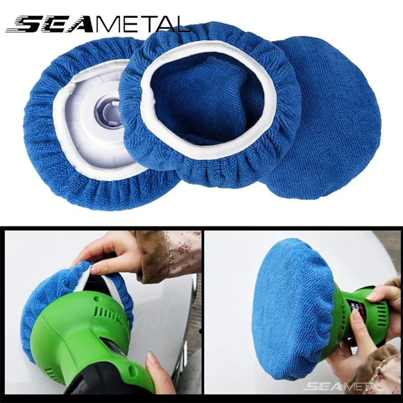 SEAMETAL 5Pcs Car Polishing Pad Microfiber Bonnet Polisher Disc Cover Car Waxing Wash Buffer Paint Care Polish Pad Cleaning Tool