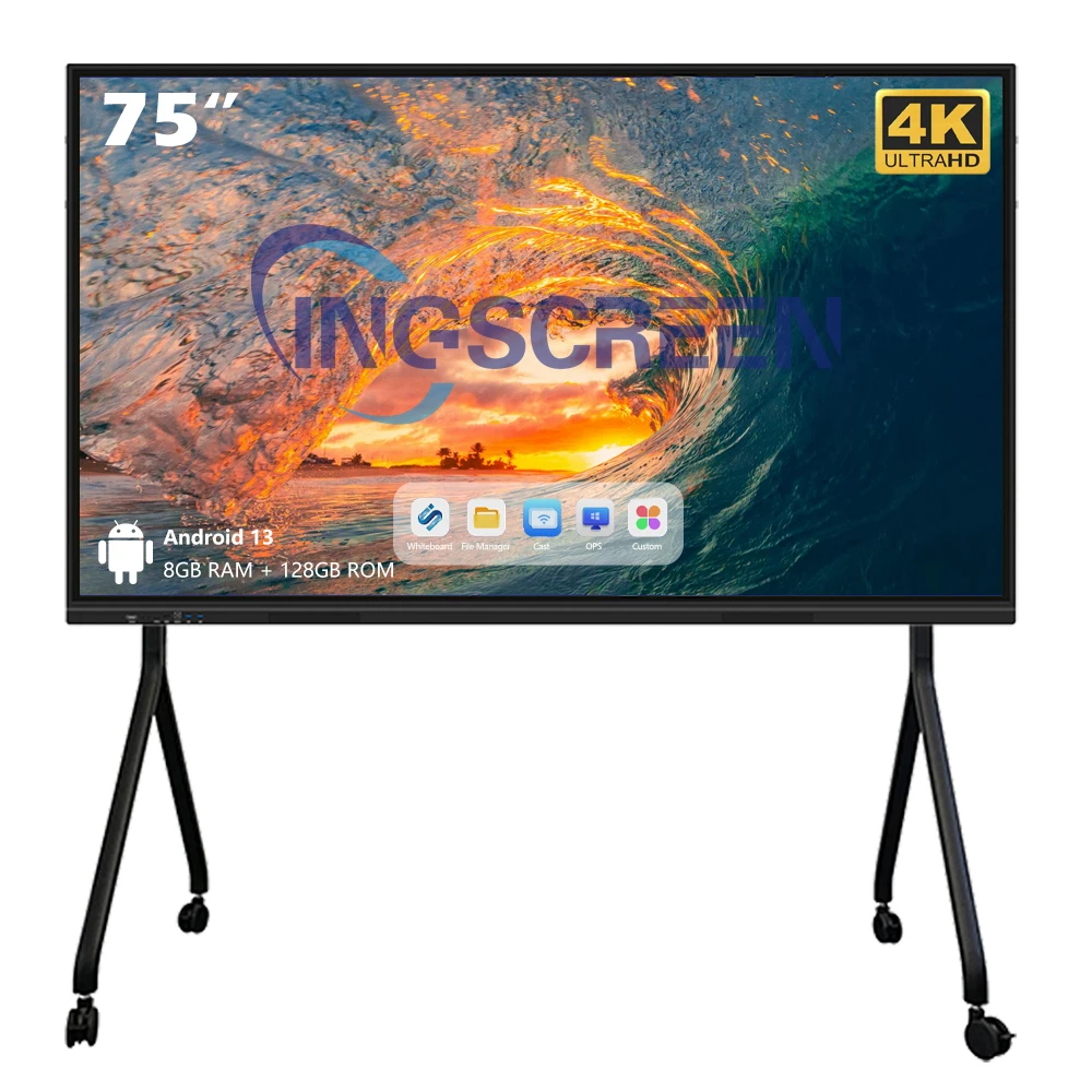 65 75 86 Inch 4K Electronic Smartboards Interactive Classroom Digital Board IR Interactive Whiteboard Smart Boards For Teaching