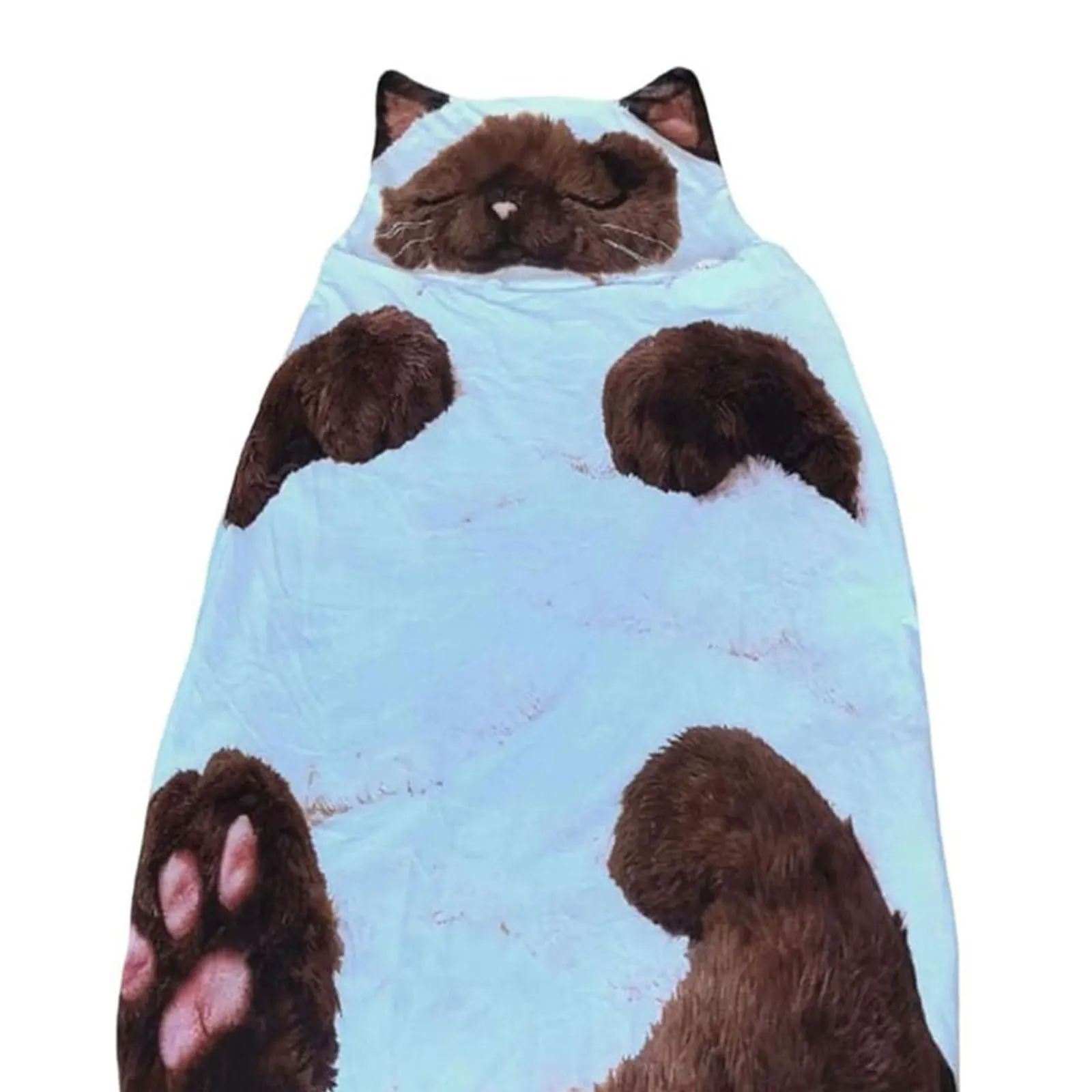 ぬいぐるみ猫型封筒型寝袋　可愛いぬいぐるみ寝袋　大人用　キャンプ、お泊り会、自宅でのくつろぎに