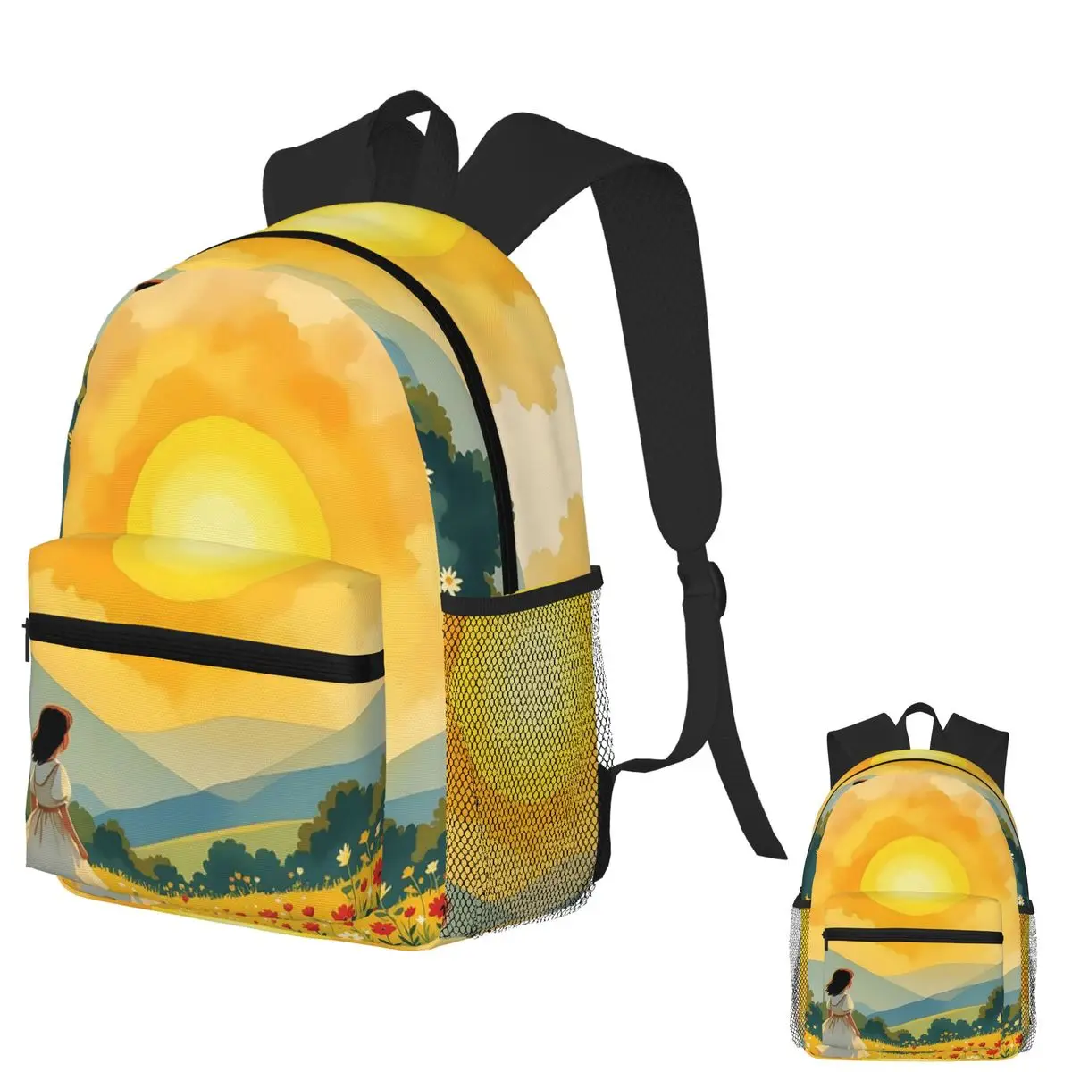 

The Girl In The Flower Field Student Backpack School Bag Hiking Travel Daypack for Men Women Bookbag Shoulder Bags