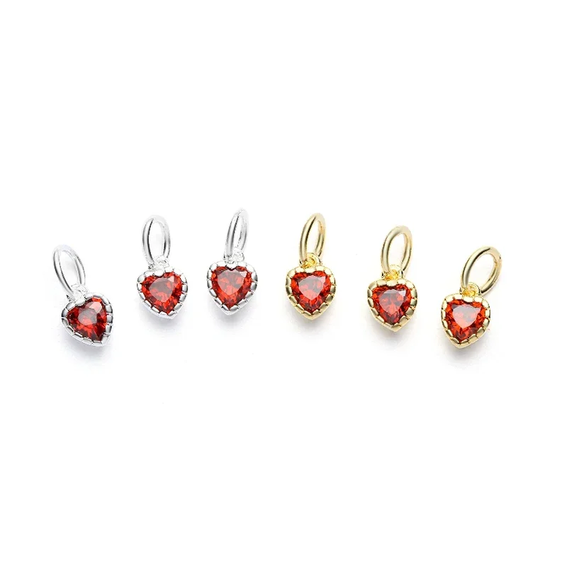 925 sterling silver gold-plated accessories Japanese zircon double-sided small love pendant creative handmade bracelet ring pend