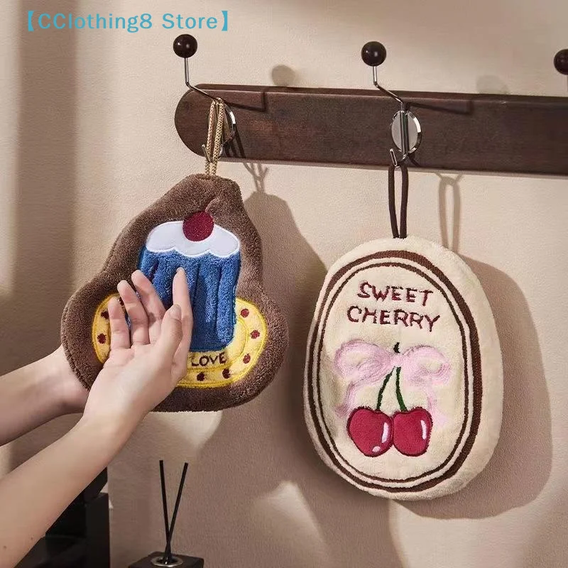 Hand Towel Bathroom Absorbent Hand Towel Wall Hanging Cloth Thickened Handkerchief For Kitchen Hand Towel Cleaning Cloth【AliS8】