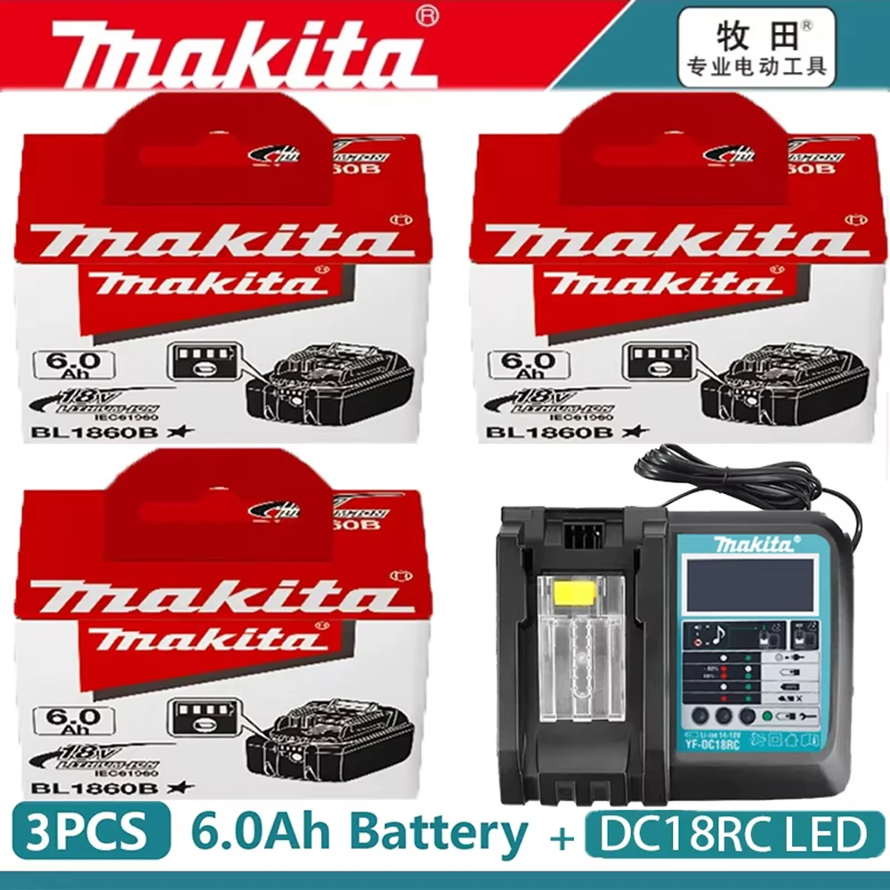 

100% Original Makita 18V 6.0Ah battery, for Makita BL1830， BL1830B， BL1840 ，BL1840B ，BL1850 BL1860B power tools battery