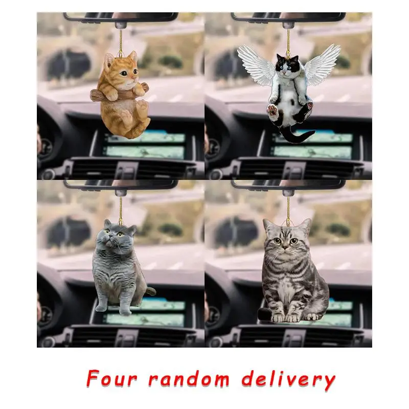 Acrylic car decorations interior animal kitten puppy rearview mirror pendant
