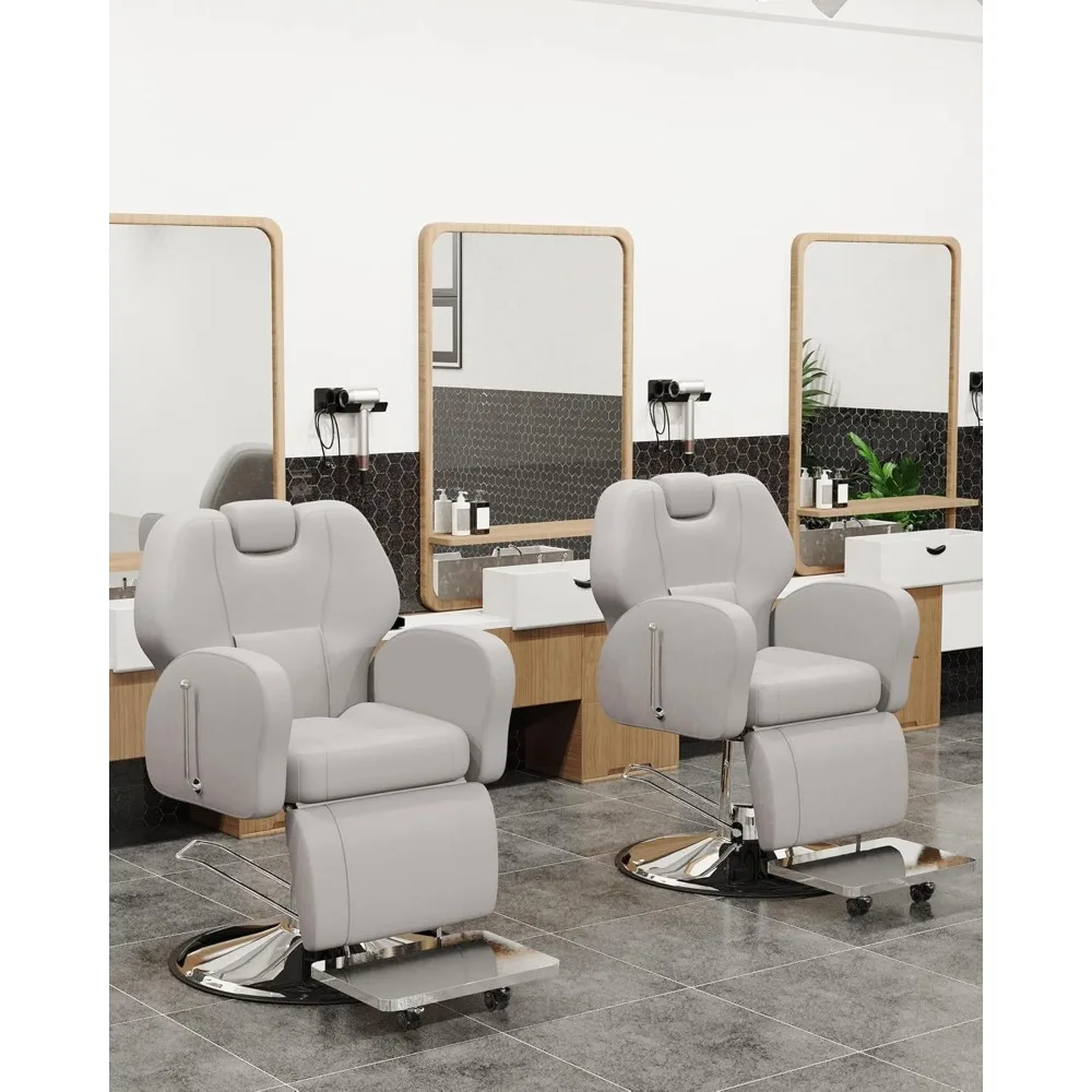 Barber Chair, Reclining Salon Chair for Hair Stylist, Hair Salon Chair All-Purpose Hair Chair with Heavy-duty Steel Frame