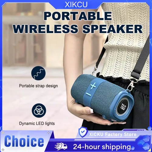Imagen 1 del producto Altavoz Bluetooth inalámbrico portátil para exteriores TG667, altavoz doble, Subwoofer Bluetooth 5,3 con soporte RGB, tarjeta FM/TF/disco USB