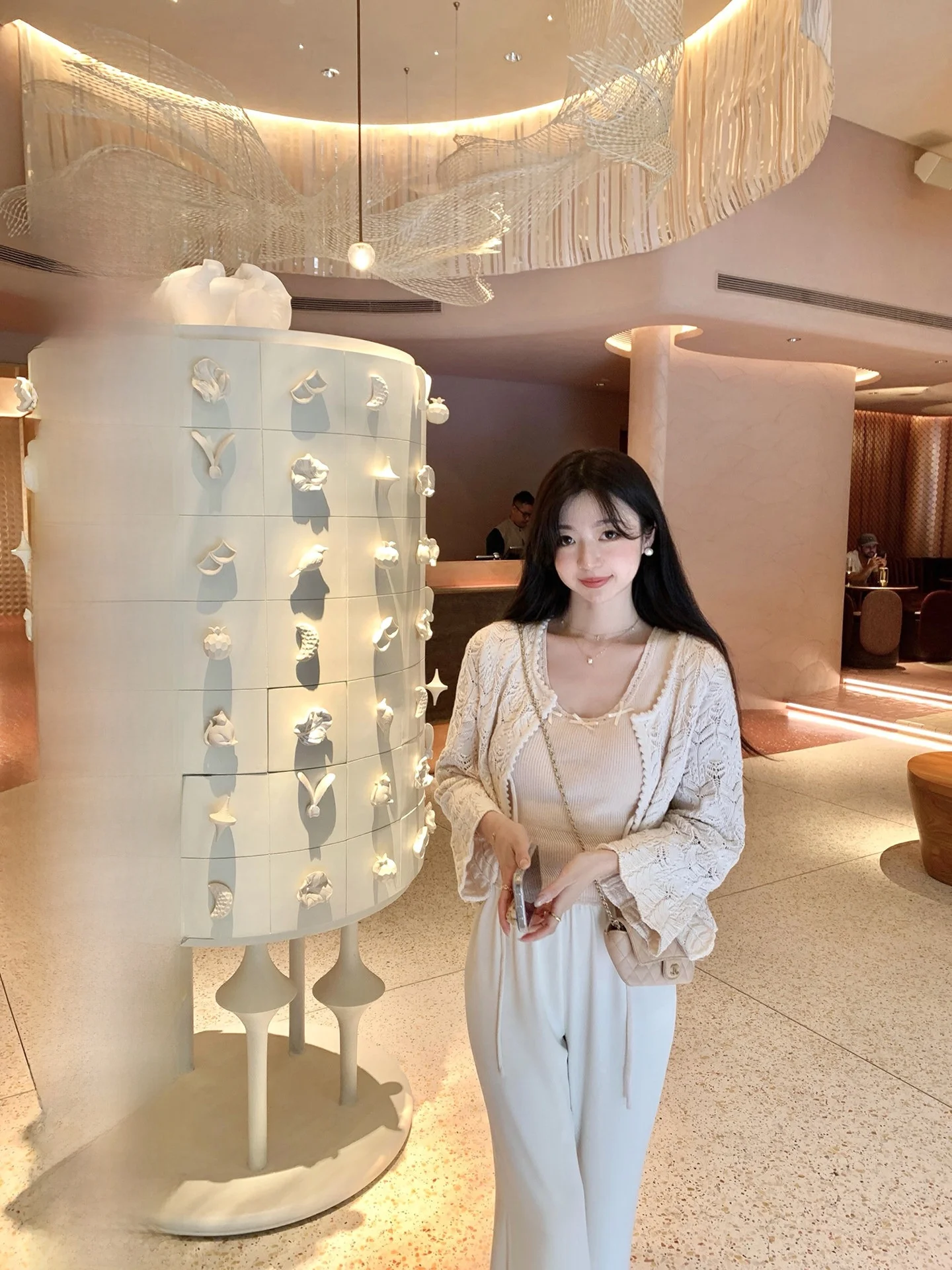 

Combed Cotton Knitted Vintage Hooked Flowers Sweater Ladylike Commute Sle Long Sve ort Length Open Cardigan for Women