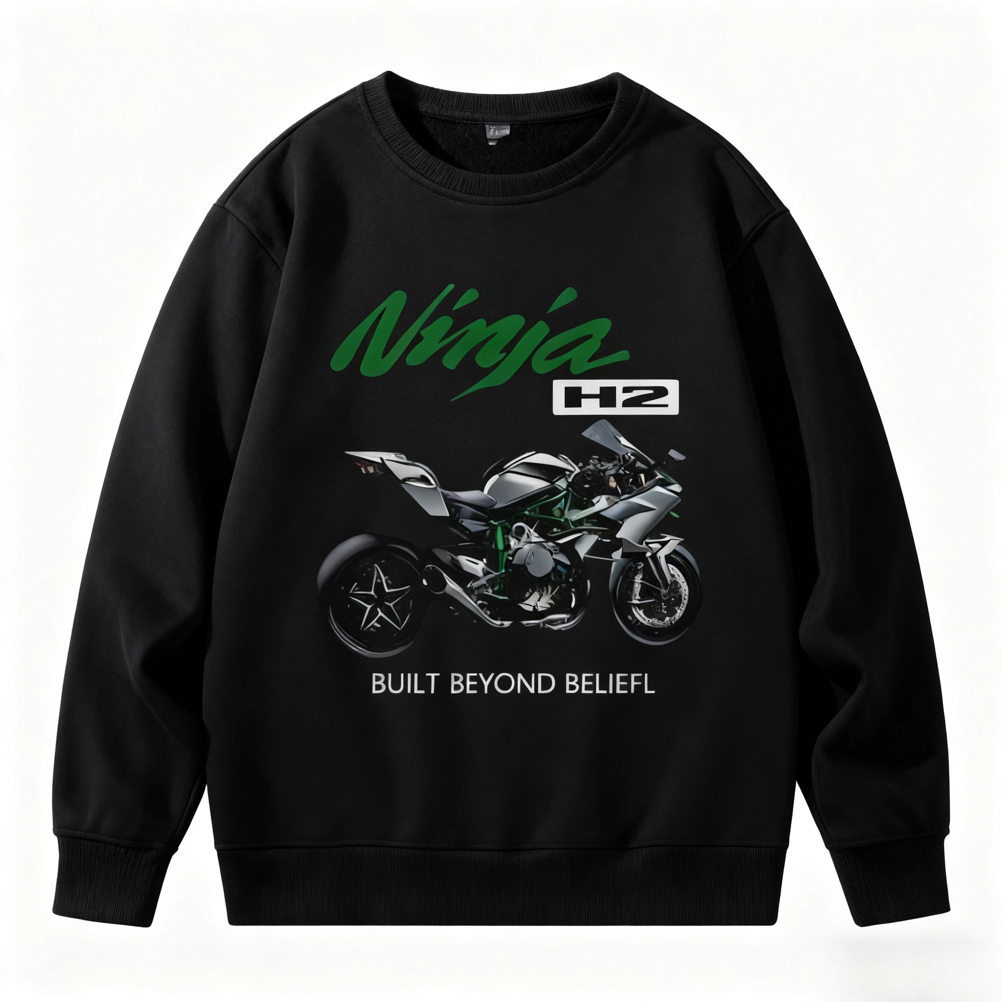 

New trendy Kawasaki motorcycle logo printed round-neck sweatshirt for men and women in the 2025 autumn/winter collection 09