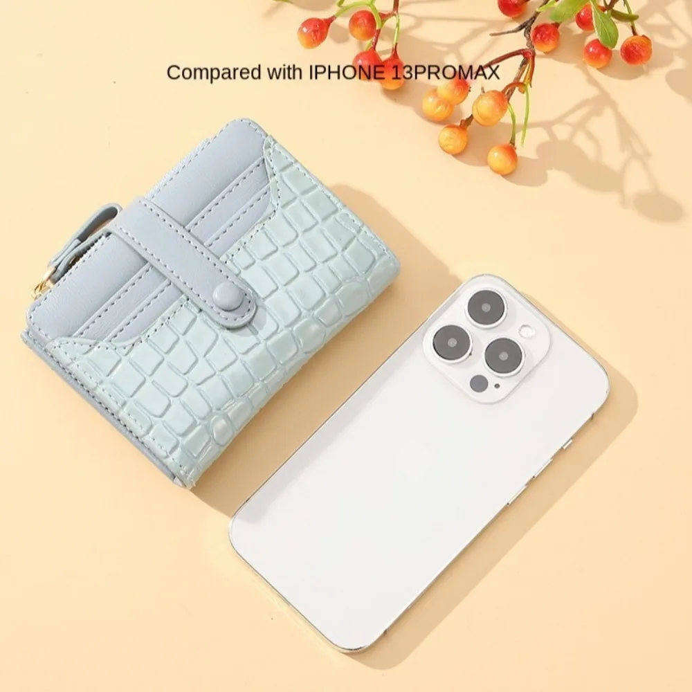 

Fashion Crocodile Print Women Short Wallet Leather Solid Color Coin Purse Multi-card Slots Waterproof Women Clutch Ladies