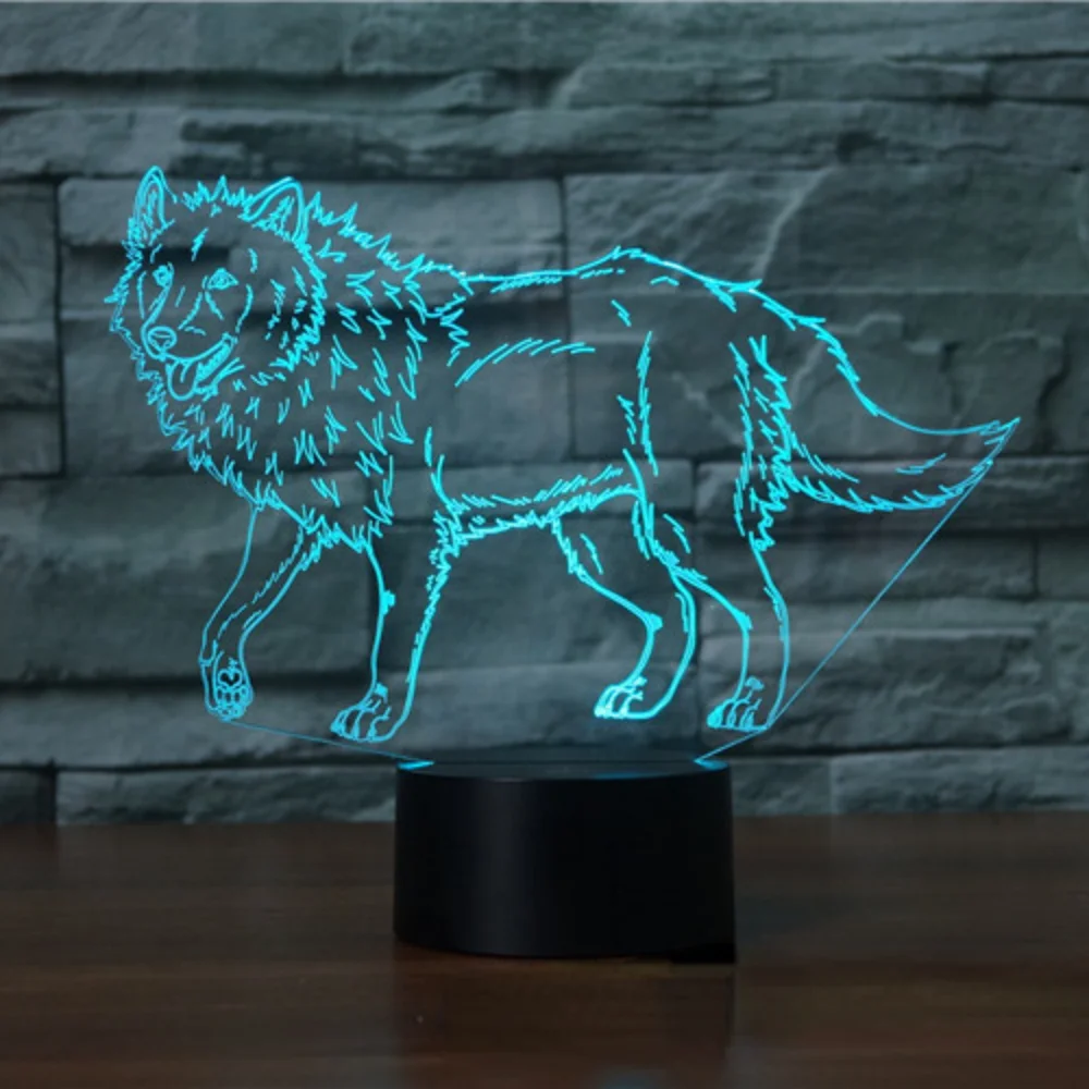 Nighdn Wolf 3D Lamp Led Night Light for Home Room Decor 7 Colors Touch USB Table Lamp Birthday Christmas Gift for Kids Men