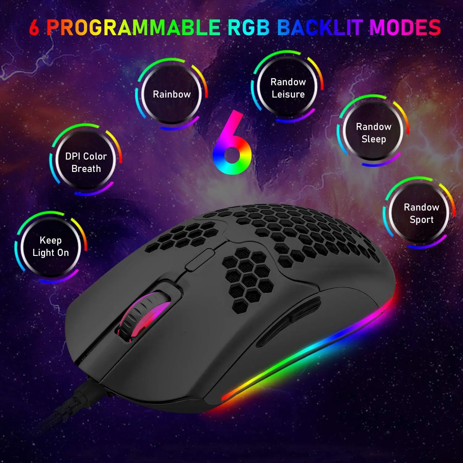 AK33 Gaming Keyboard and Mouse Combo, 82 Key Backlight Mechanical Gaming Keyboard,65G Lightweight Honeycomb Mouse