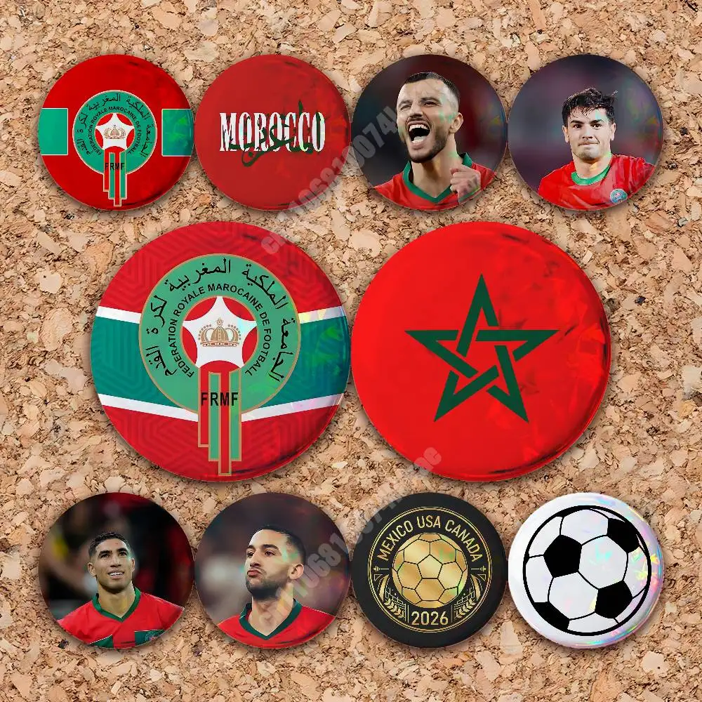 Morocco Football 2026 Soccer Button Badge 2PC Sets for Bags & Clothes & Accessories Metal Pin Creative Gift