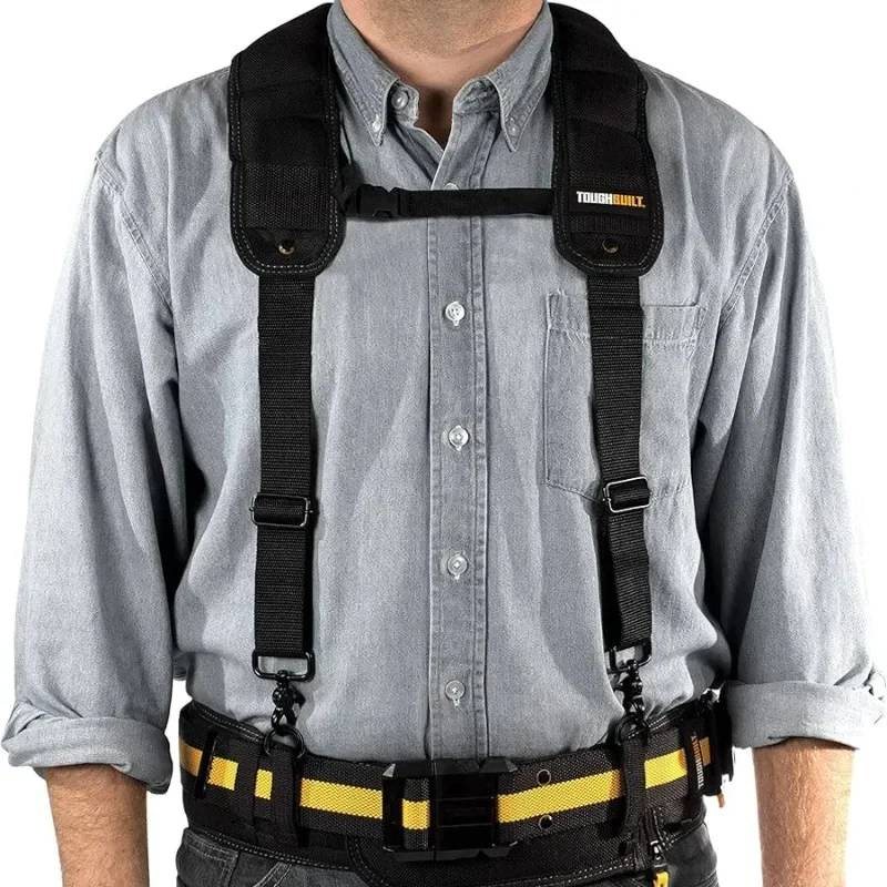 TOUGHBUILT TB-CT-51G+TB-CT-41 Construction Tool Belt (with Foam Shoulder Pads + Waist Belt) Comfortable & Secure Harness