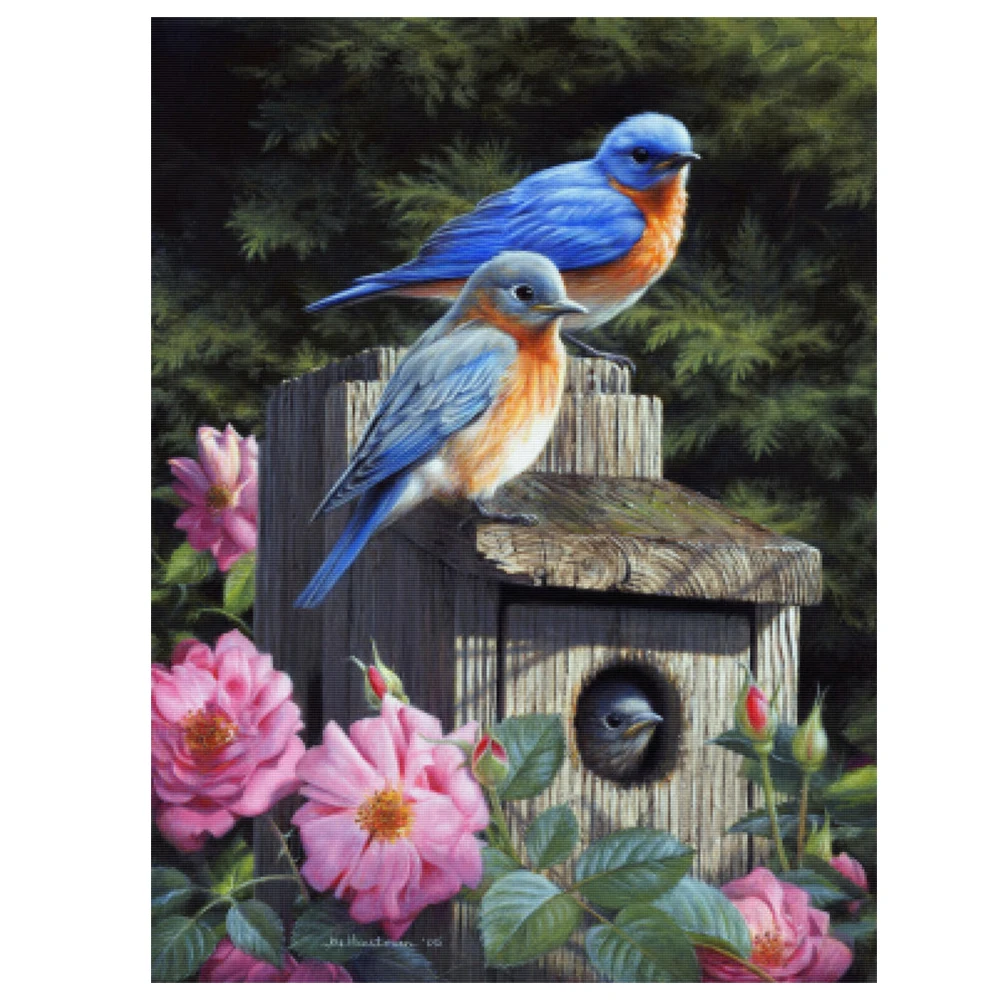 3D Diamond Painting Garden Bluebird  Picture Diy Decorative  Paintings Cross Stitch Kit Stitch Home Decor