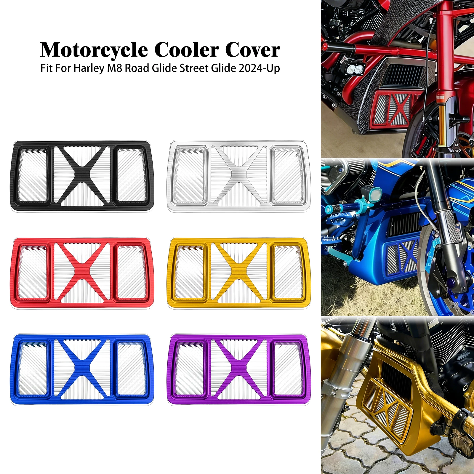 

Motorcycle Cooler Cover Aluminum Cooling Radiator Guards For Harley Touring M8 Road Glide Street Glide FLHX FLTRX Special 24-Up