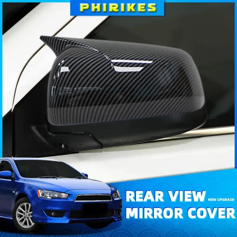 Cubierta de espejo retrovisor lateral para Mitsubishi Lancer X 10 EX EVO 2013-2016, forma de cuerno, accesorio de estilo para coche, pieza de automóvil