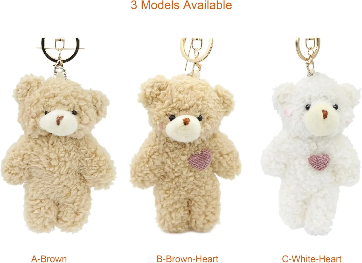 Lindo Llavero de Osito de Peluche con Corazón Morado, Juguete de Peluche de 5 Pulgadas para Niñas, Colgante de Mochila de Animal de Peluche Suave, Regalo