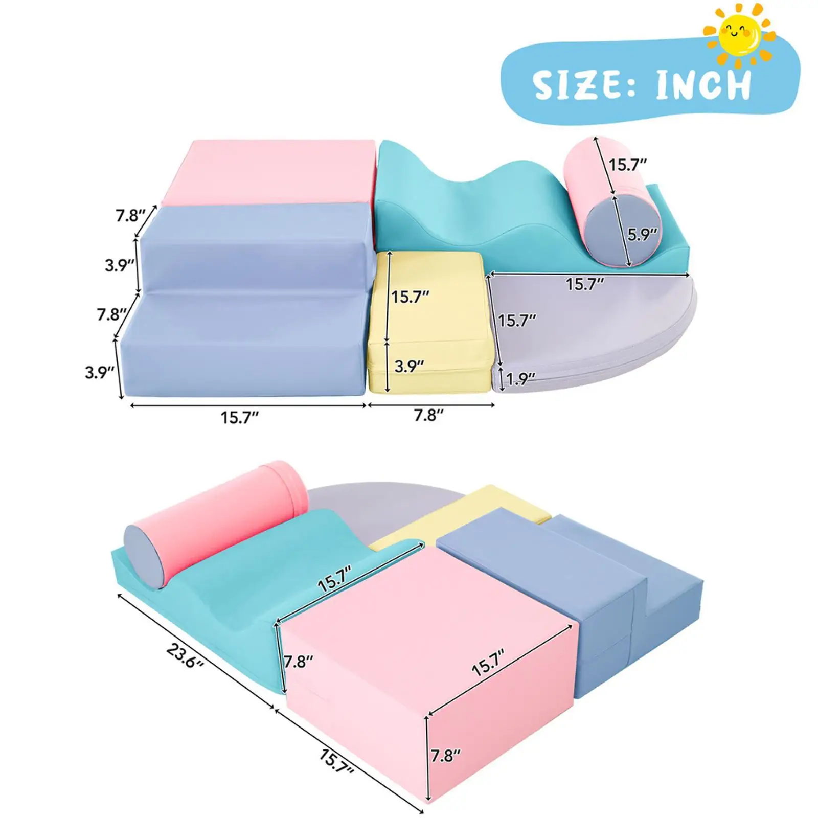Ensemble de jeu en mousse souple pour escalade et ramper 6 en 1, équipement de jeu souple pour monter et monter