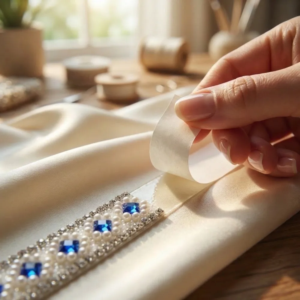 Apparel Accessory Self Adhesive Pearl Chain Shiny Flexible Crystal Chain Rhinestone Chain Waist Belt