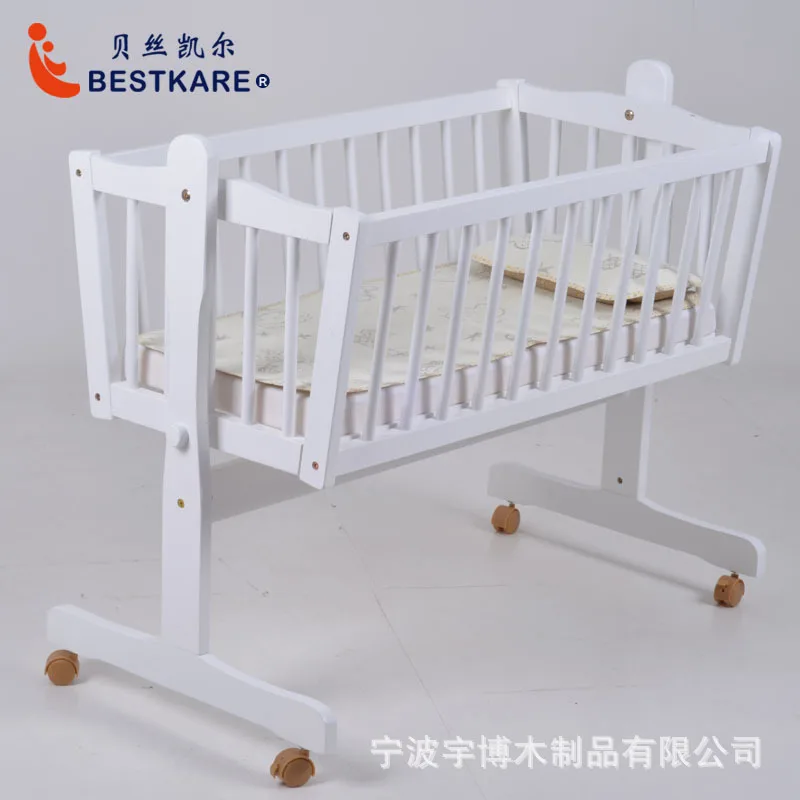 Baby Wooden Products Baby Solid Wood Cradle Baby Bed BB Bed Removable Mattress