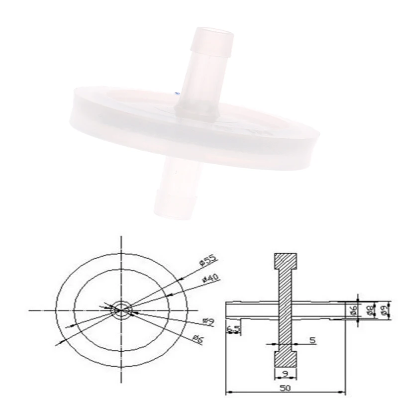 

10 шт./лот 47 мм воздушный насос для удаления пыли, фильтр всасывающего устройства, медицинский фильтр для портативного аспиратора мокроты
