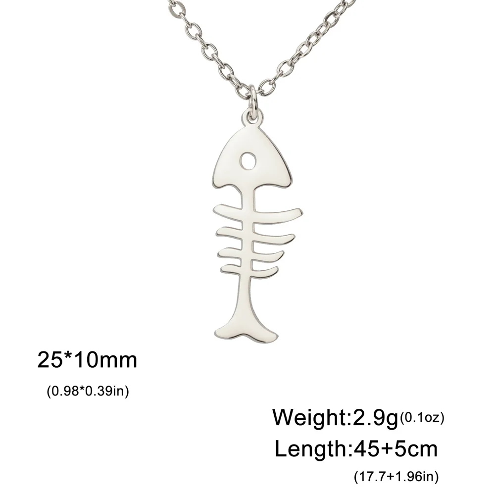 My Shape Katzen-und Fischgräten Anhänger Halsketten für Frauen Mädchen Kätzchen Tiere Charms Halskette Halsreif Edelstahl Schmuck – Detail 25
