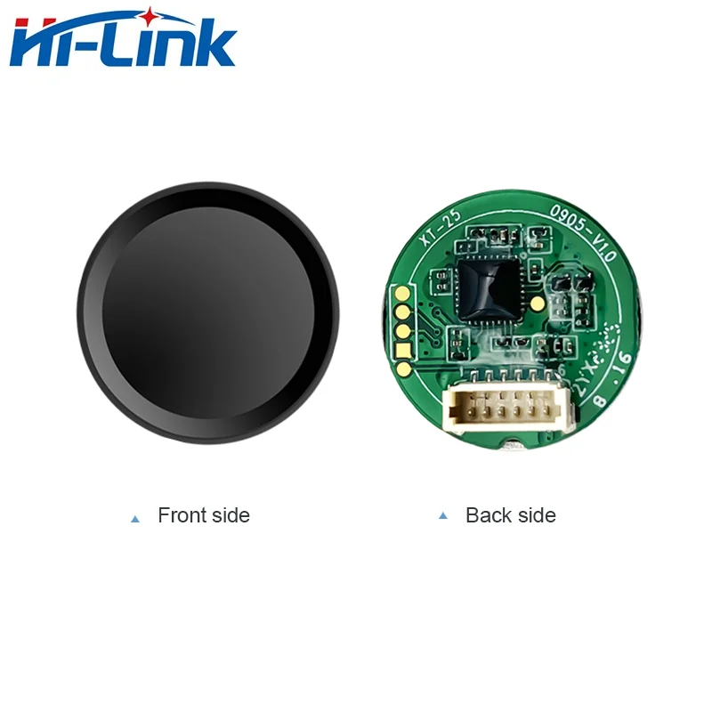 Круглый полупроводниковый модуль Hi-Link UART ZW0922, емкостный сенсорный датчик отпечатков пальцев, разрешение 508 точек на дюйм, 8-битный серый масштаб
