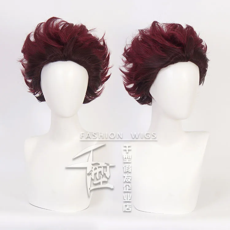Kamado Tanjirou Cosplay Perücke Slicked-back Frisur Japanische Anime Party Dress Up Perücke Für Mann Frau Comic-con Kostüm Zubehör